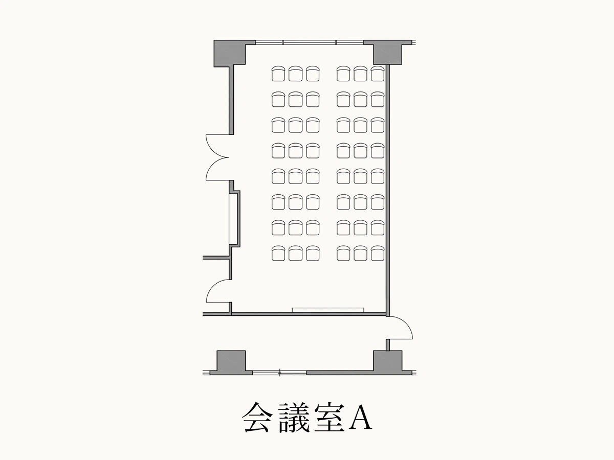 Theater layout — floor plan (Conference Rooms A · B)